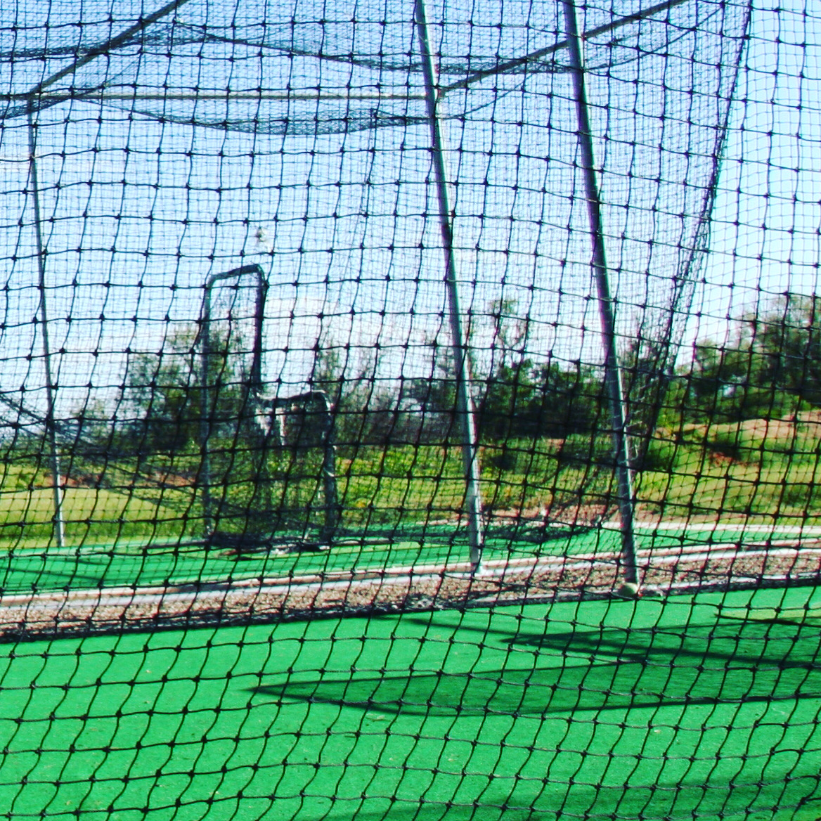 Aerial view of a professional batting cage training facility